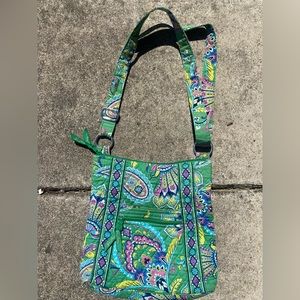 New Vera Bradley Green Floral Paisley Tote Bag Double Straps Toggle